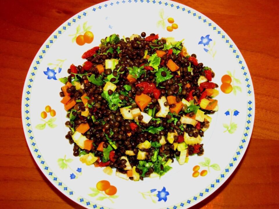 סלט עדשים שחורות